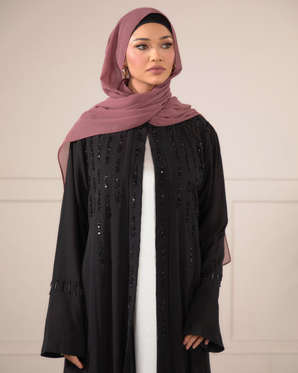 Pearl Veil Abaya - Black