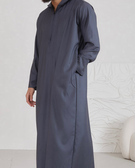 Men's Hooded Thobe - Grey