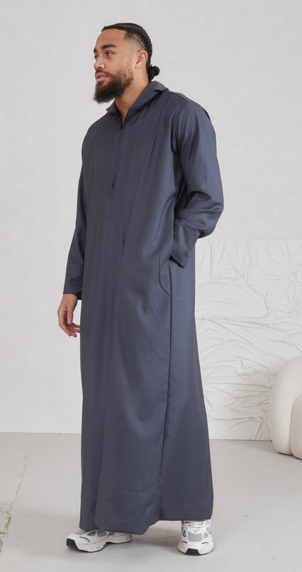 Men's Hooded Thobe - Grey
