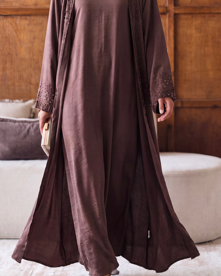 Mink Beaded Abaya Set
