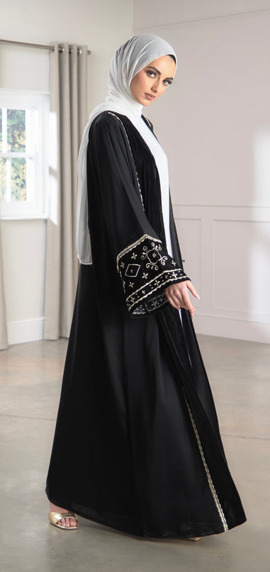 black velvet embroidered abaya