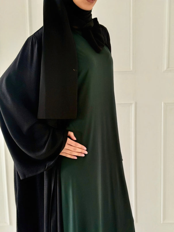 green sleeveless slip dress