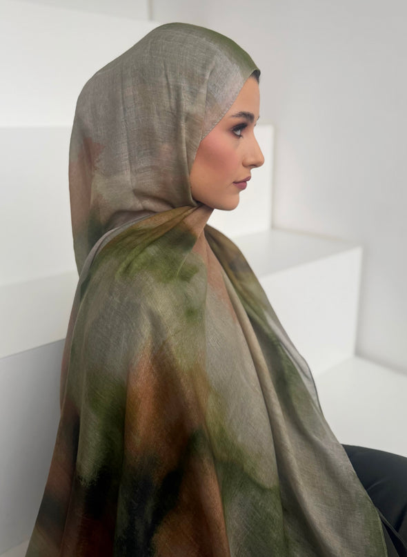Tie Dye Modal Hijab - Forest