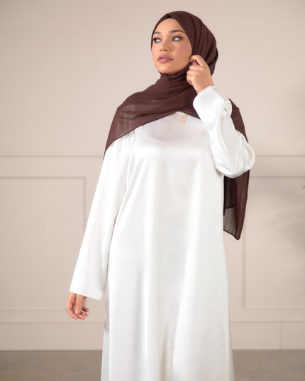 Satin FULL SLEEVE Slip Dress - White
