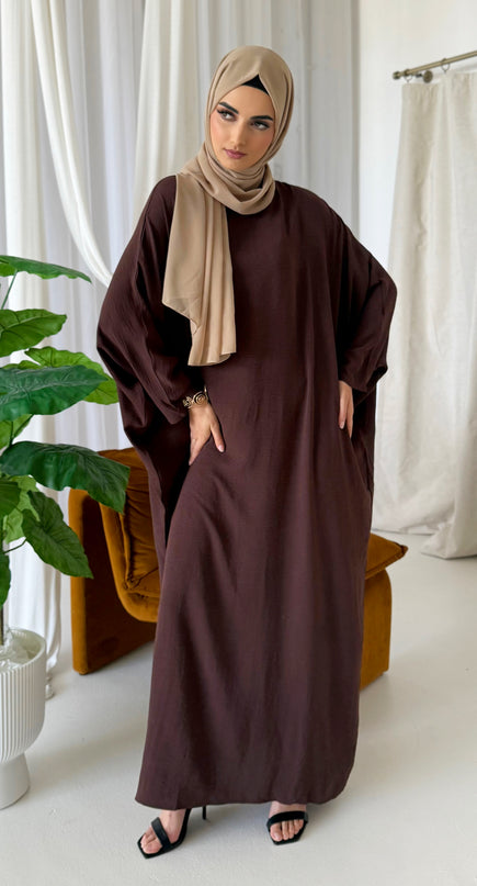 Basic Batwing Abaya - Walnut