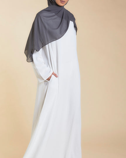 white closed abaya with pockets