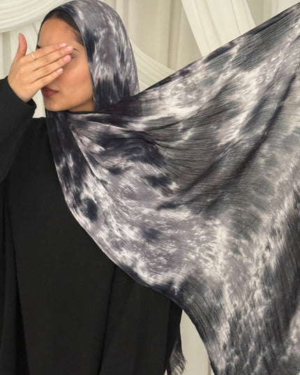 Tie Dye Rayon/Cotton Hijab - Silver Storm