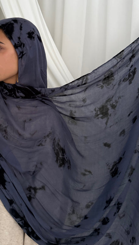 Tie Dye Modal Camo Hijab - Blue/Black