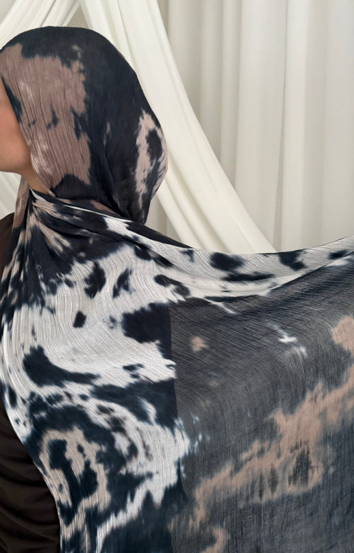Tie Dye Rayon/Cotton Hijab - Mocha Mirage