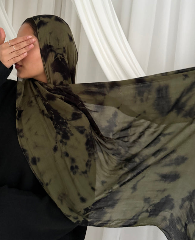 Tie Dye Modal Camo Hijab - Green/Black